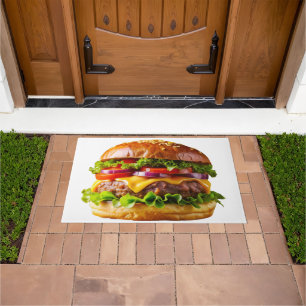 SlipperyJoe's mouthwatering stacked hamburger thic Doormat