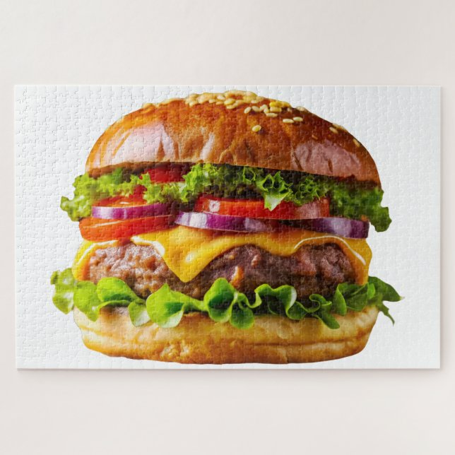 SlipperyJoe's mouthwatering stacked hamburger thic Jigsaw Puzzle (Horizontal)