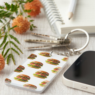 SlipperyJoe's mouthwatering stacked hamburger thic Key Ring