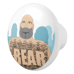 SlipperyJoe's muscular bald bear man stylised cart Ceramic Knob