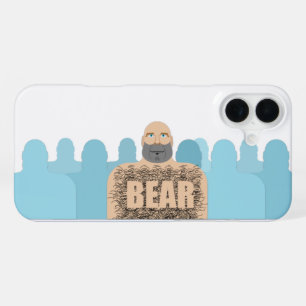 SlipperyJoe's muscular bald bear man stylised cart iPhone 16 Plus Case