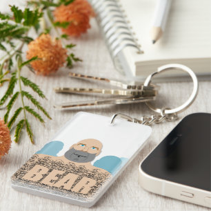 SlipperyJoe's muscular bald bear man stylised cart Key Ring