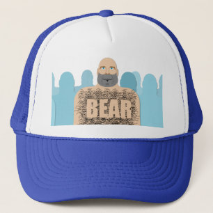 SlipperyJoe's muscular bald bear man stylised cart Trucker Hat