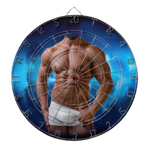 SlipperyJoe's muscular bearded man shirtless sixpa Dartboard