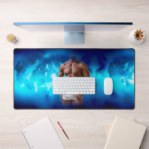 SlipperyJoe's muscular bearded man shirtless sixpa Desk Mat