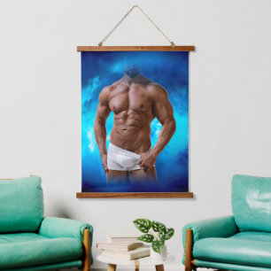 SlipperyJoe's muscular bearded man shirtless sixpa Hanging Tapestry