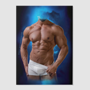 SlipperyJoe's muscular bearded man shirtless sixpa Vellum Invitations