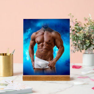 SlipperyJoe's muscular bearded man white underwear Acrylic Sign