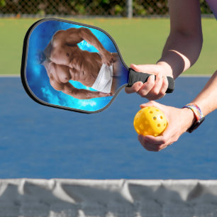SlipperyJoe's muscular bearded man white underwear Pickleball Paddle