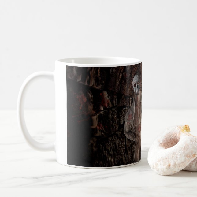 SlipperyJoe's muscular ghost stone dimly lit tunne Coffee Mug (With Donut)