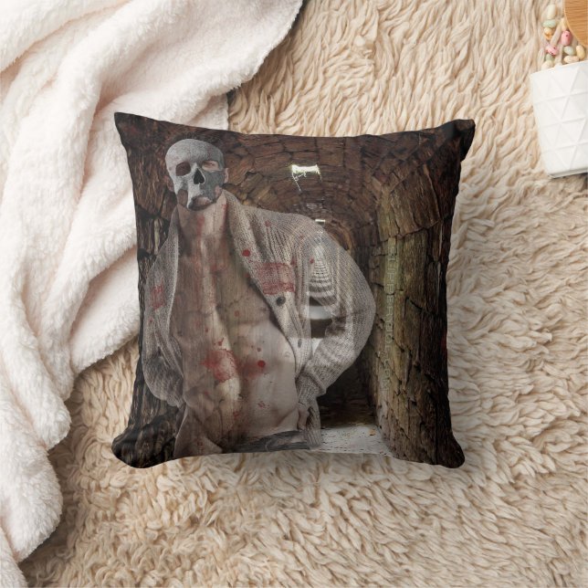 SlipperyJoe's muscular ghost stone dimly lit tunne Cushion (Blanket)
