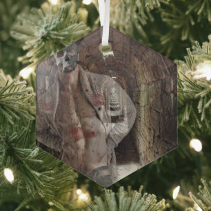 SlipperyJoe's muscular ghost stone dimly lit tunne Glass Tree Decoration