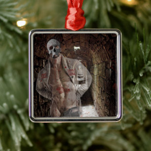 SlipperyJoe's muscular ghost stone dimly lit tunne Metal Tree Decoration