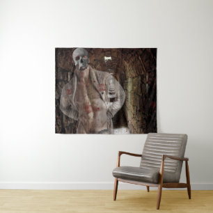SlipperyJoe's muscular ghost stone dimly lit tunne Tapestry