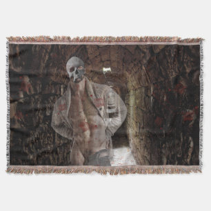 SlipperyJoe's muscular ghost stone dimly lit tunne Throw Blanket
