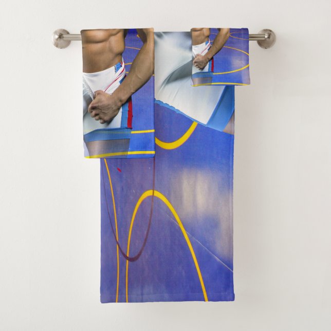 SlipperyJoe's muscular man bulge six-pack gym trai Bath Towel Set (Insitu)