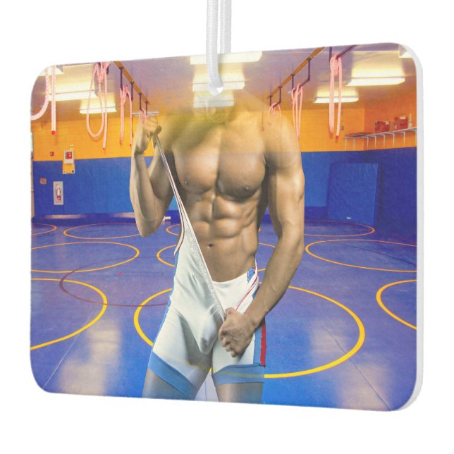 SlipperyJoe's muscular man bulge six-pack gym trai Car Air Freshener (Left)