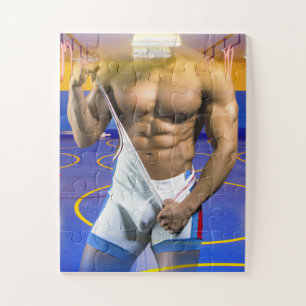 SlipperyJoe's muscular man bulge six-pack gym trai Jigsaw Puzzle