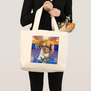 SlipperyJoe's muscular man bulge six-pack gym trai Large Tote Bag