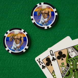 SlipperyJoe's muscular man bulge six-pack gym trai Poker Chips
