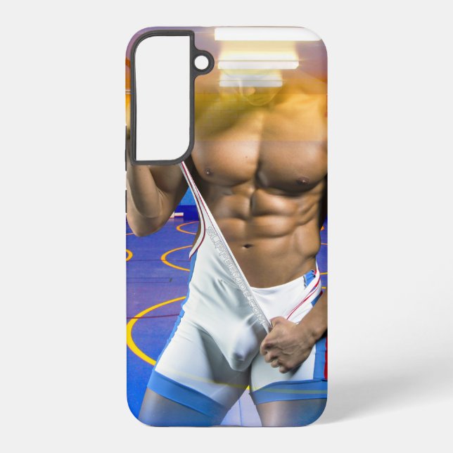 SlipperyJoe's muscular man bulge six-pack gym trai Samsung Galaxy S22+ Case (Back)
