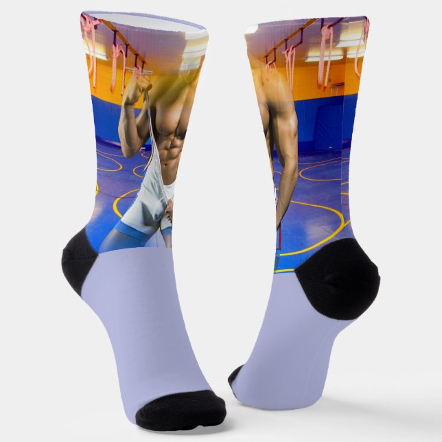 SlipperyJoe's muscular man bulge six-pack gym trai Socks (Angled)