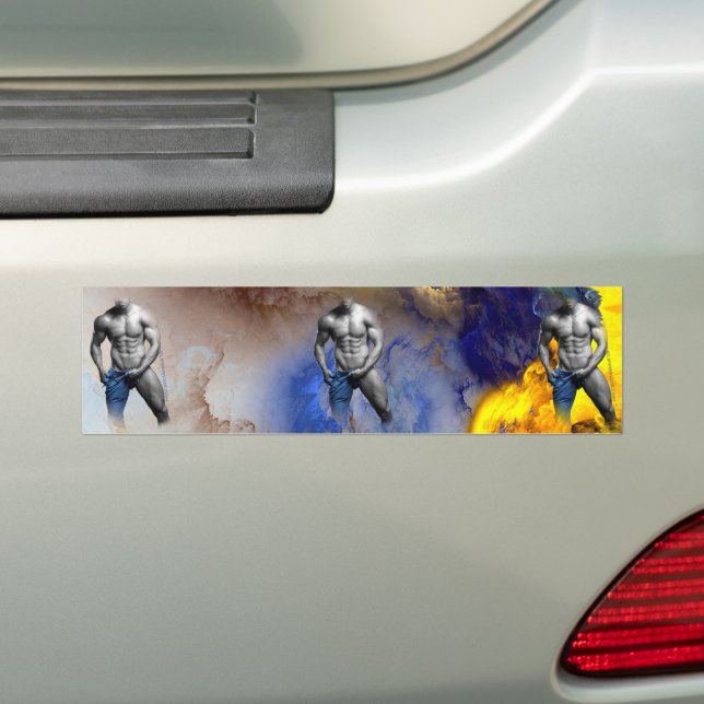 SlipperyJoe's muscular man physique steamy shirtle Bumper Sticker (On Car)