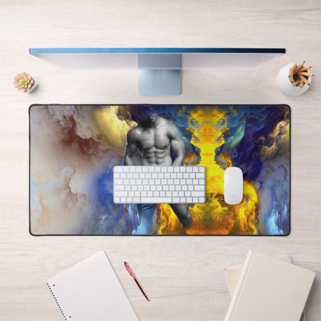SlipperyJoe's muscular man physique steamy shirtle Desk Mat (Office 1)