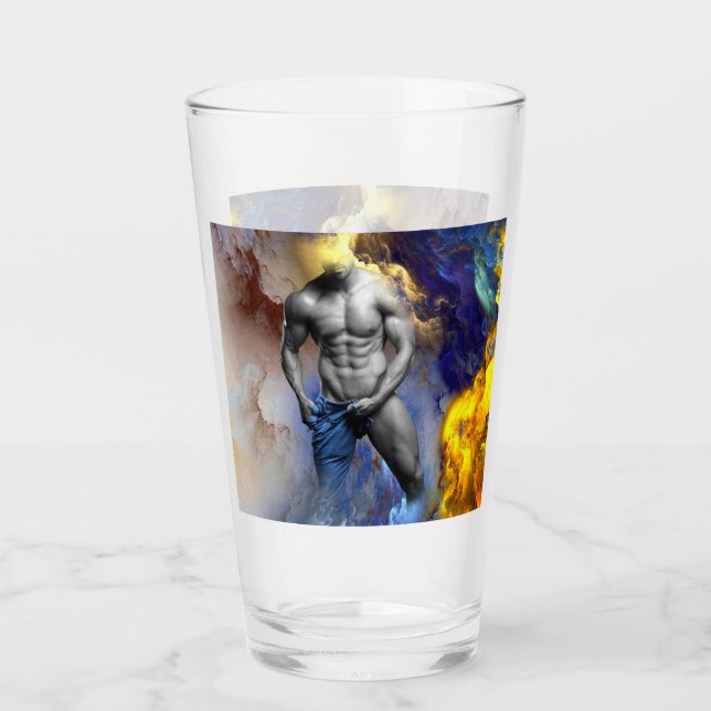 SlipperyJoe's muscular man physique steamy shirtle Glass (Front)