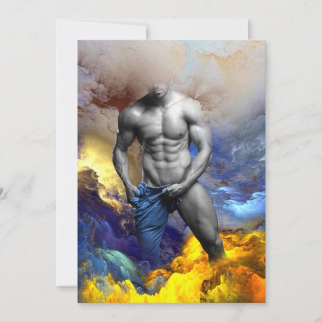 SlipperyJoe's muscular man physique steamy shirtle Holiday Card (Front)