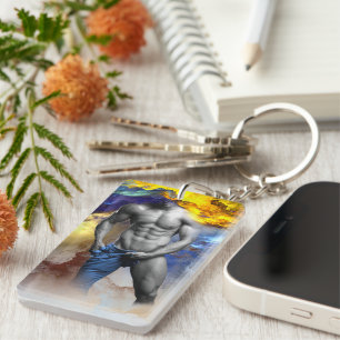 SlipperyJoe's muscular man physique steamy shirtle Key Ring