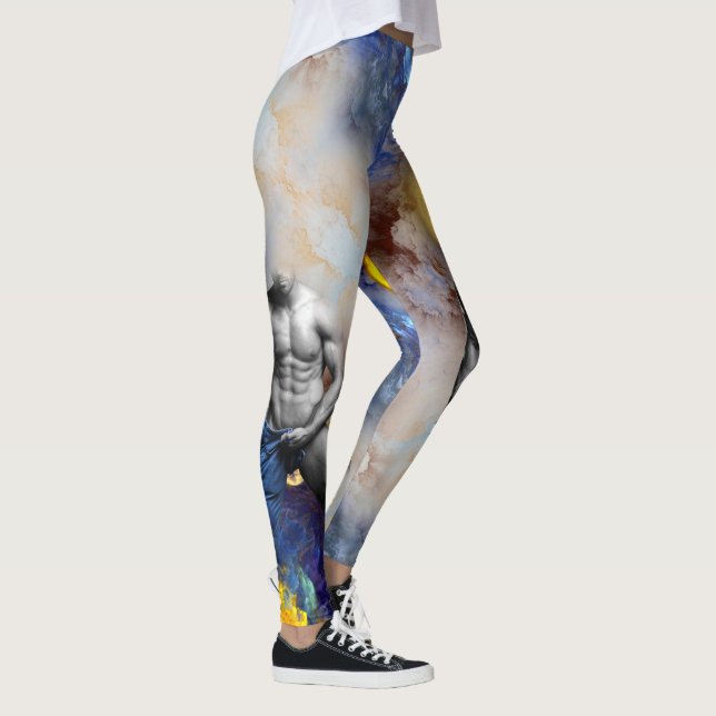 SlipperyJoe's muscular man physique steamy shirtle Leggings (Right)