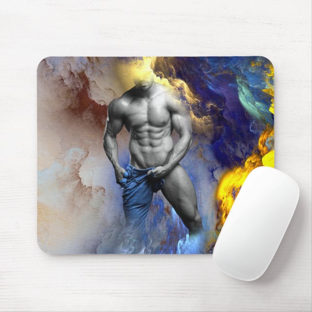SlipperyJoe's muscular man physique steamy shirtle Mouse Mat (With Mouse)