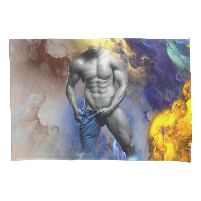 SlipperyJoe's muscular man physique steamy shirtle Pillowcase (Front)