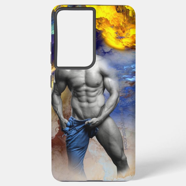 SlipperyJoe's muscular man physique steamy shirtle Samsung Galaxy S21 Ultra Case (Back)