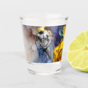 SlipperyJoe's muscular man physique steamy shirtle Shot Glass