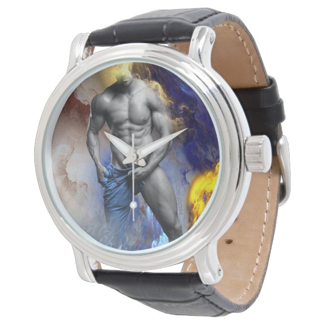SlipperyJoe's muscular man physique steamy shirtle Watch (Angled)