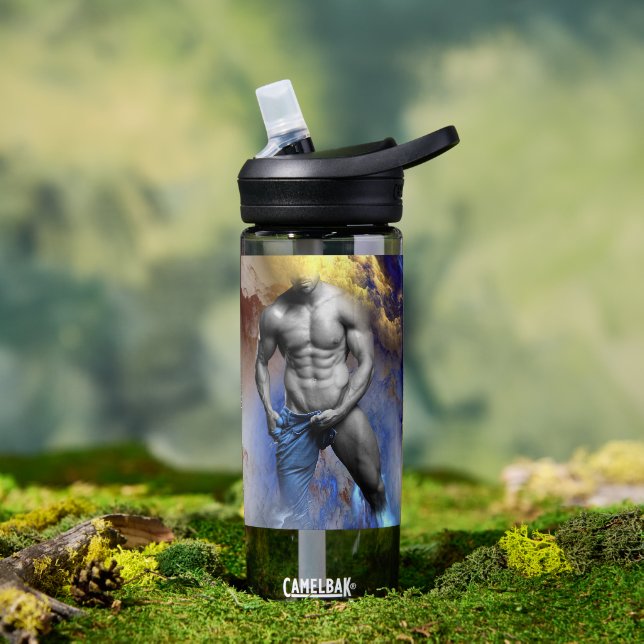SlipperyJoe's muscular man physique steamy shirtle Water Bottle (Outdoor)