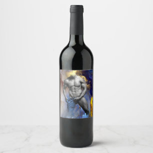 SlipperyJoe's muscular man physique steamy shirtle Wine Label