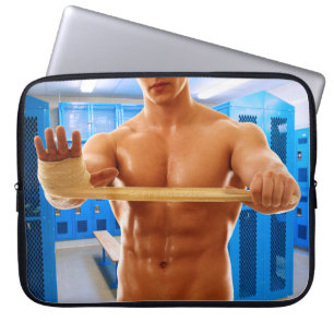 SlipperyJoe's muscular man shirtless 6-pack gymnas Laptop Sleeve