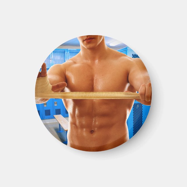 SlipperyJoe's muscular man shirtless 6-pack gymnas Magnet (Front)