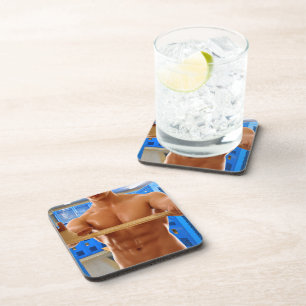 SlipperyJoe's muscular man shirtless chest 6-pack  Coaster