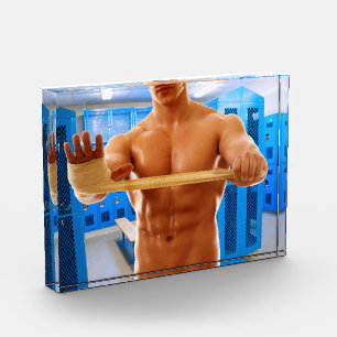 SlipperyJoe's muscular man shirtless chest 6-pack  Photo Block