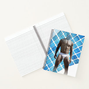 SlipperyJoe's muscular man six-pack abs white unde Notebook