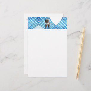 SlipperyJoe's muscular man six-pack abs white unde Stationery