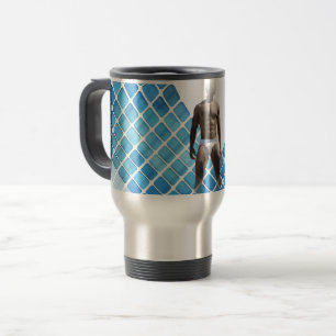 SlipperyJoe's muscular man six-pack abs white unde Travel Mug