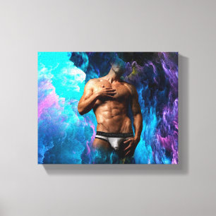 SlipperyJoe's muscular man underwear bulge cosmic  Canvas Print