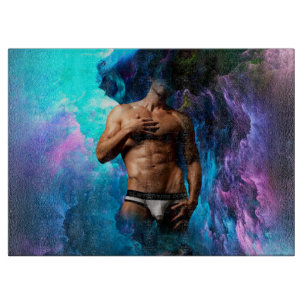 SlipperyJoe's muscular man underwear bulge cosmic  Cutting Board