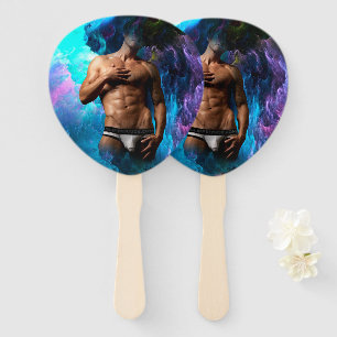 SlipperyJoe's muscular man underwear bulge cosmic Hand Fan