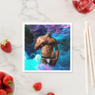SlipperyJoe's muscular man underwear bulge cosmic Napkin